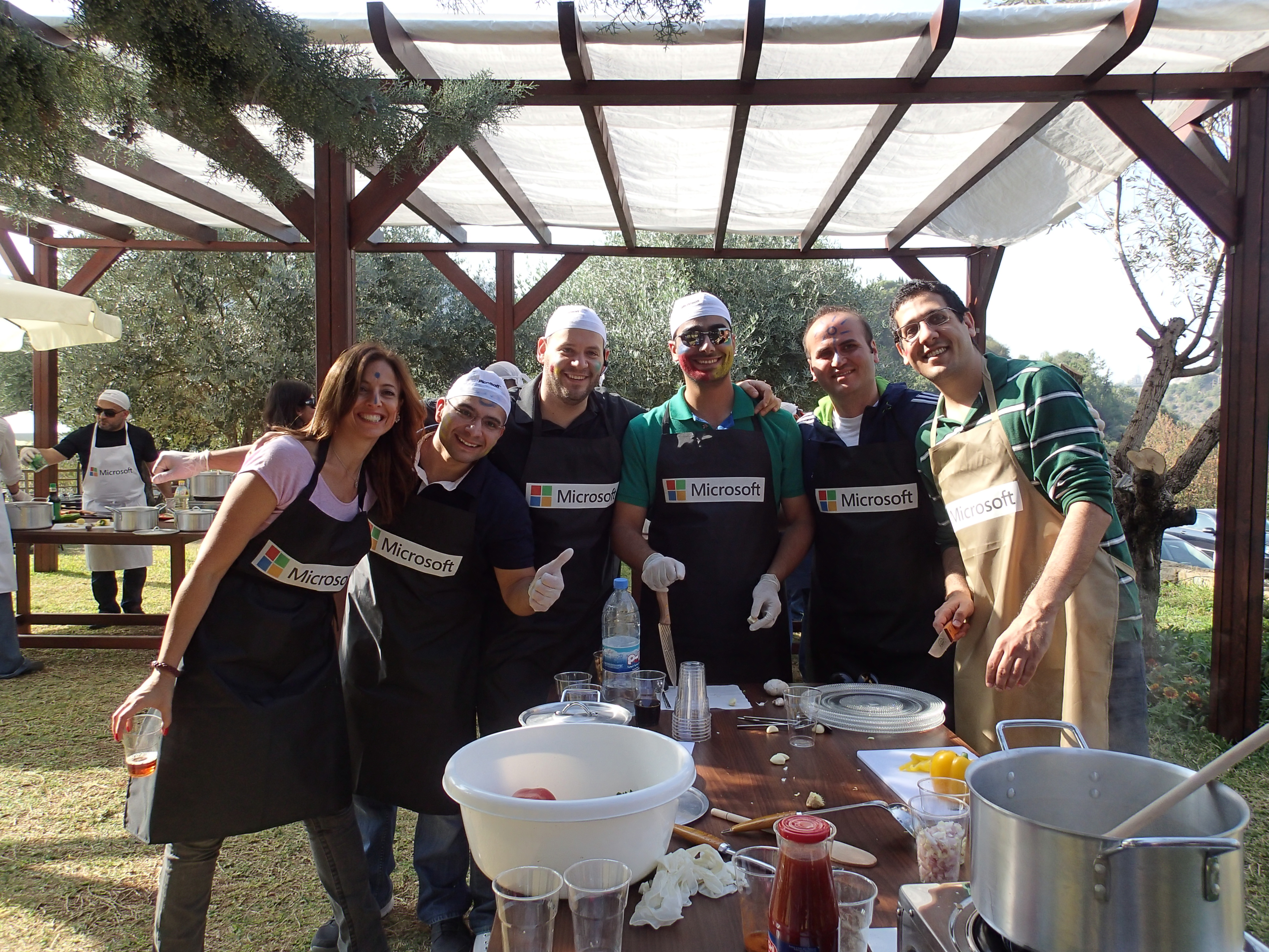 Team working together outdoors